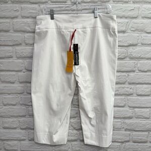 RUBY RD. Women's White Capri Pants with Slimming Contour Waistband Size 14 New